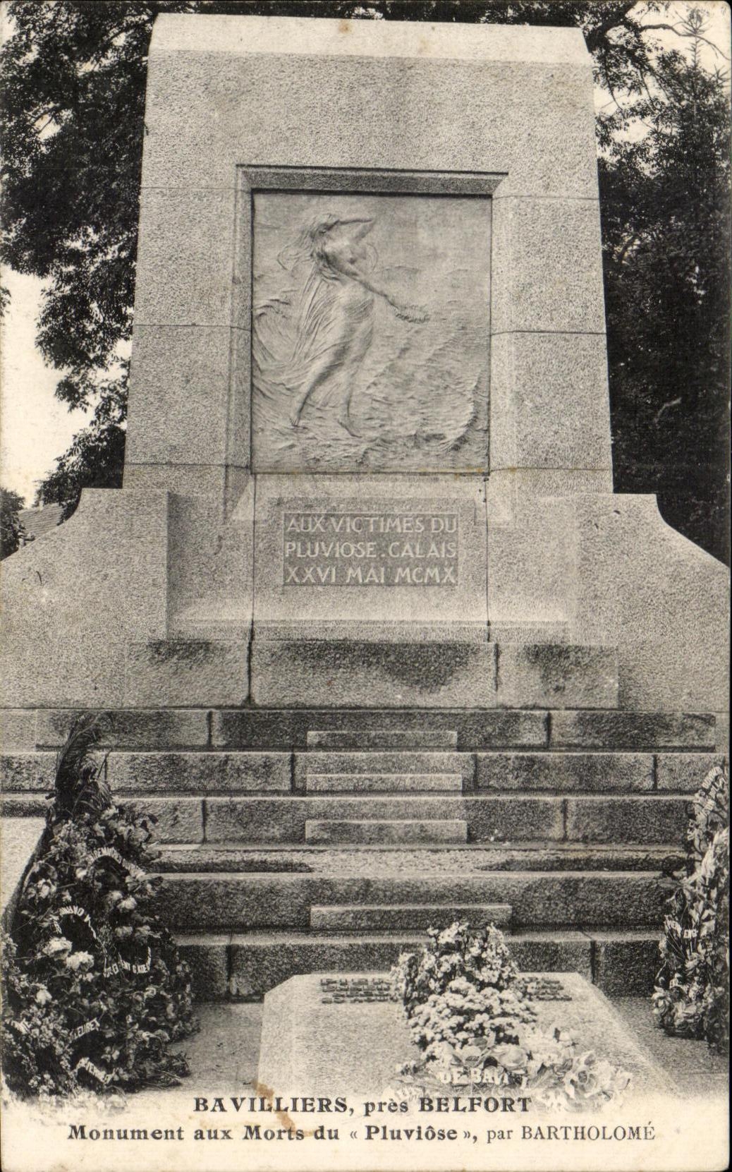 CPA Belfort Bavilliers Pres Belfort Monument aux Morts du Pluviose par Bartholome