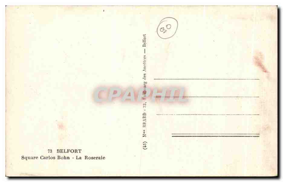 CPA Belfort Square Carlos Bohn La Roseraie — Verso