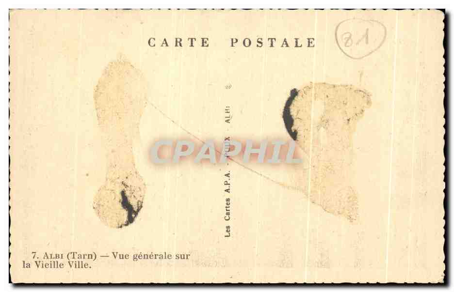 CPA Albi Vue Generale Sur La Vieille Ville — Rückseite
