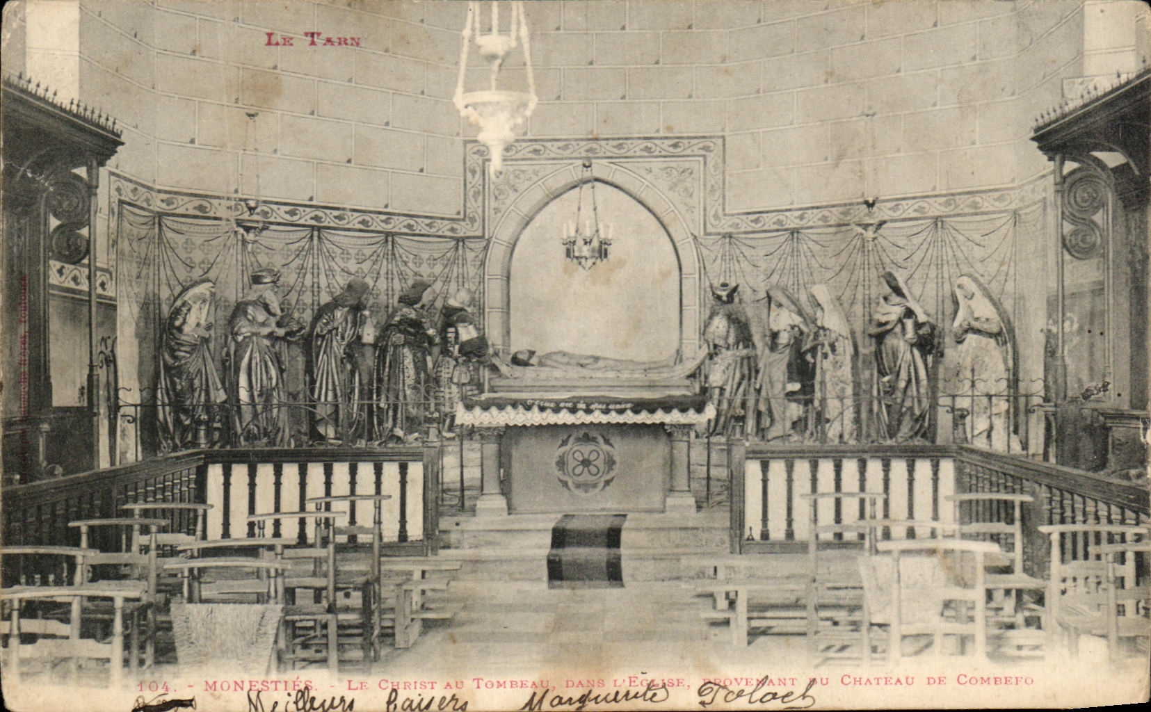 CPA Monesties Le Christ Au Tombeau dans l'eglise provenant du chateau de Combefo 
