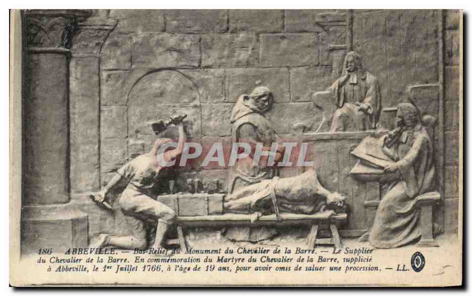 Abbeville — Bas-relief du Monument du Chevalier de la Barre — L.L. n°186