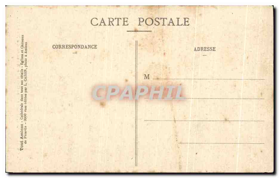 CPA Amiens Cathedrale Grande rosace du nord — Rückseite