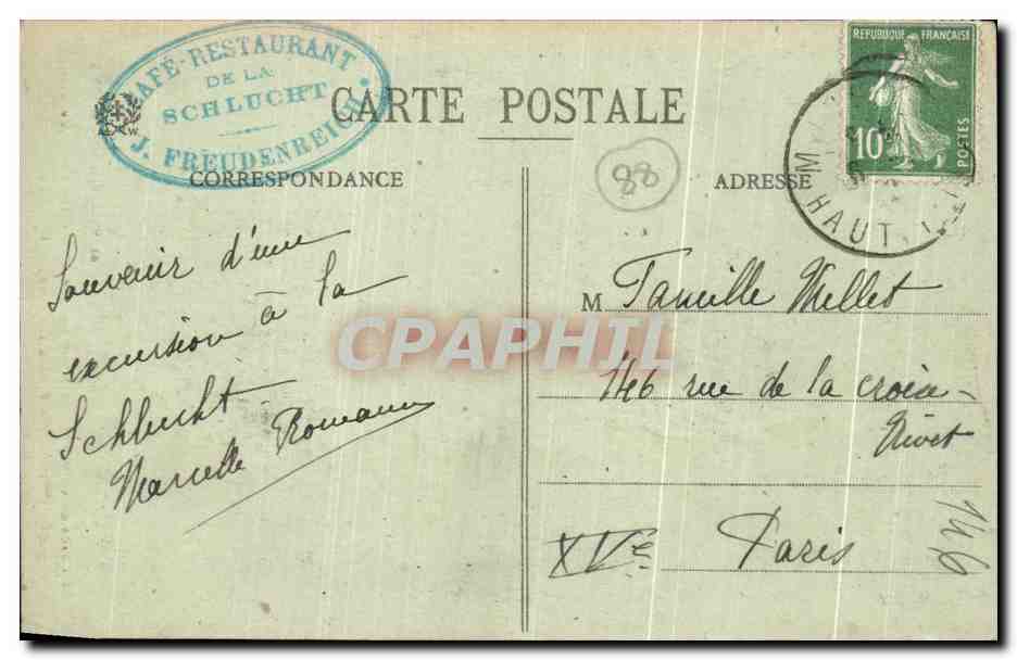 Les Hautes Vosges — En face de la Vallée de Munster, sur le sentier du Frankental — Ad. Weick, Saint-Dié, N° 10388 — Reverso