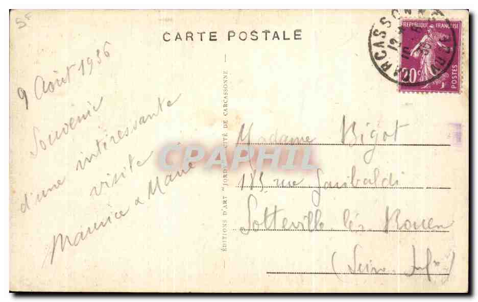 CPA La Cite De Carcassonne Couloir de la Porte d'Aude — Verso