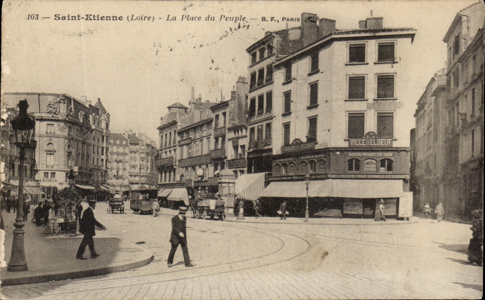 CPA Saint Etienne La Place Du Peuple A la ville d'Elbeuf 