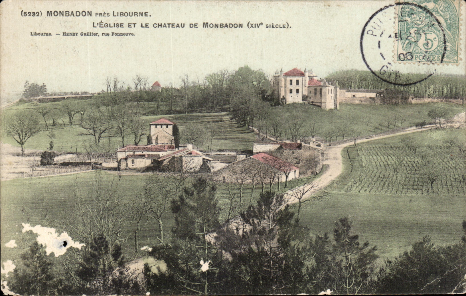 CPA Monbadon Pres Libourne L'Eglise Et Le Chateau De Monbadon