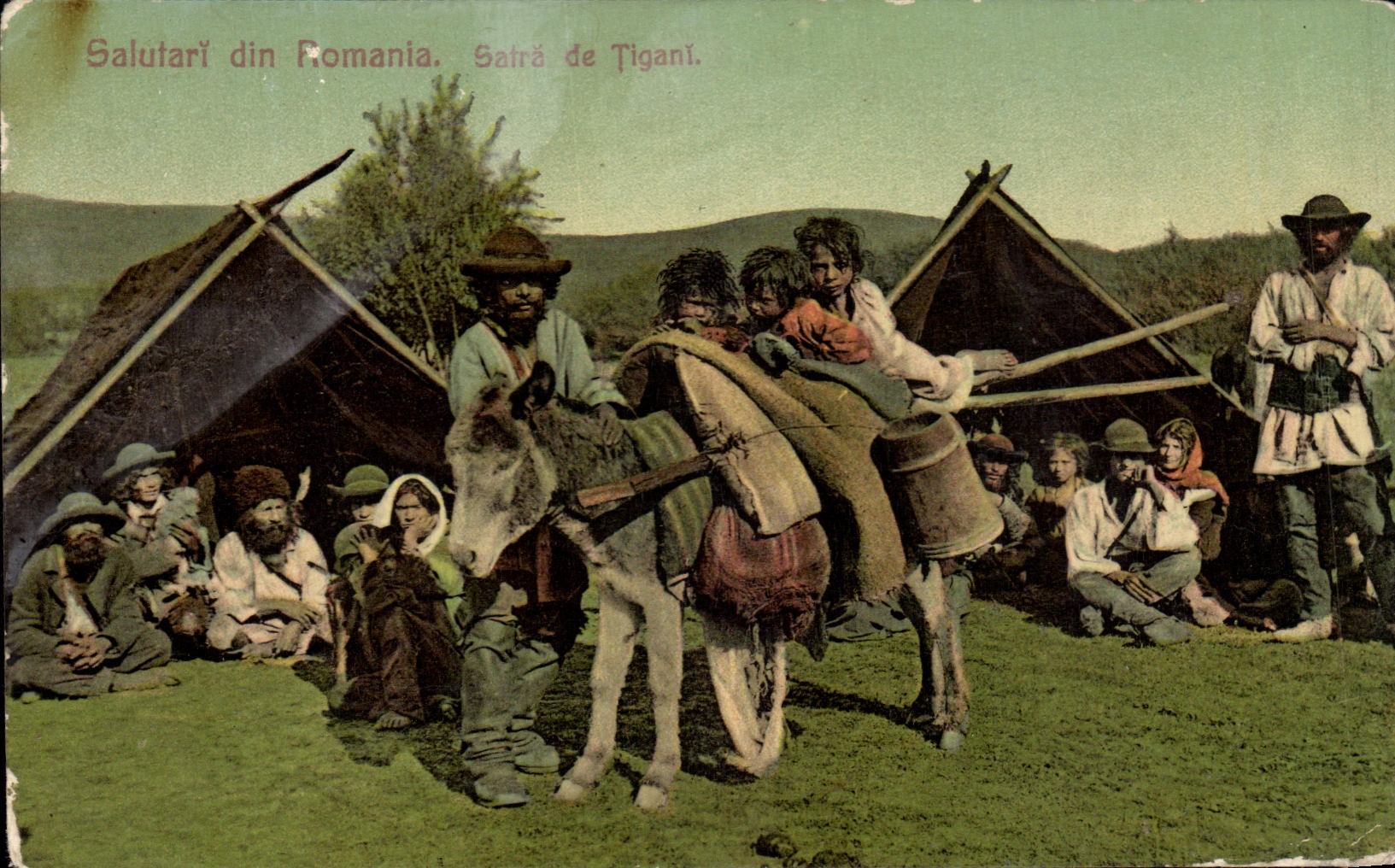 CPA Salutari di Romania Satra de Tigani Gitans Ane Folklore Roumanie