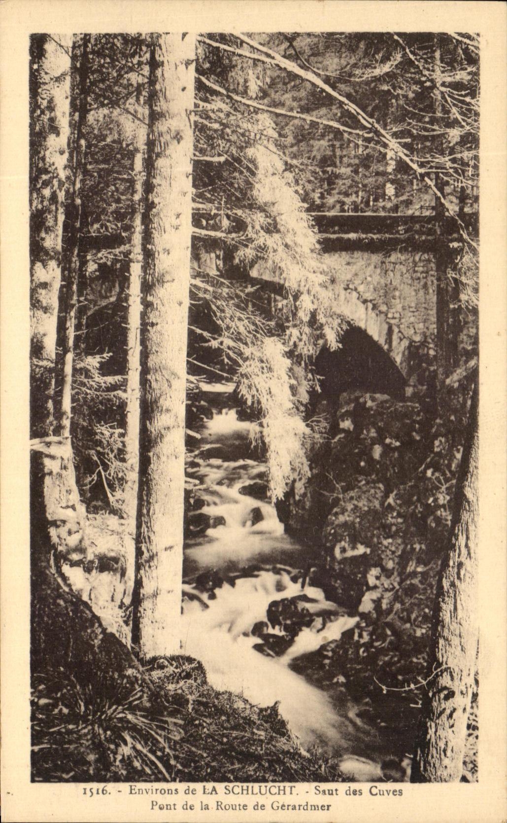 Pont de la Route de Gérardmer — Saut des Cuves — Édition Freudenreich La Schlucht, n° 1516