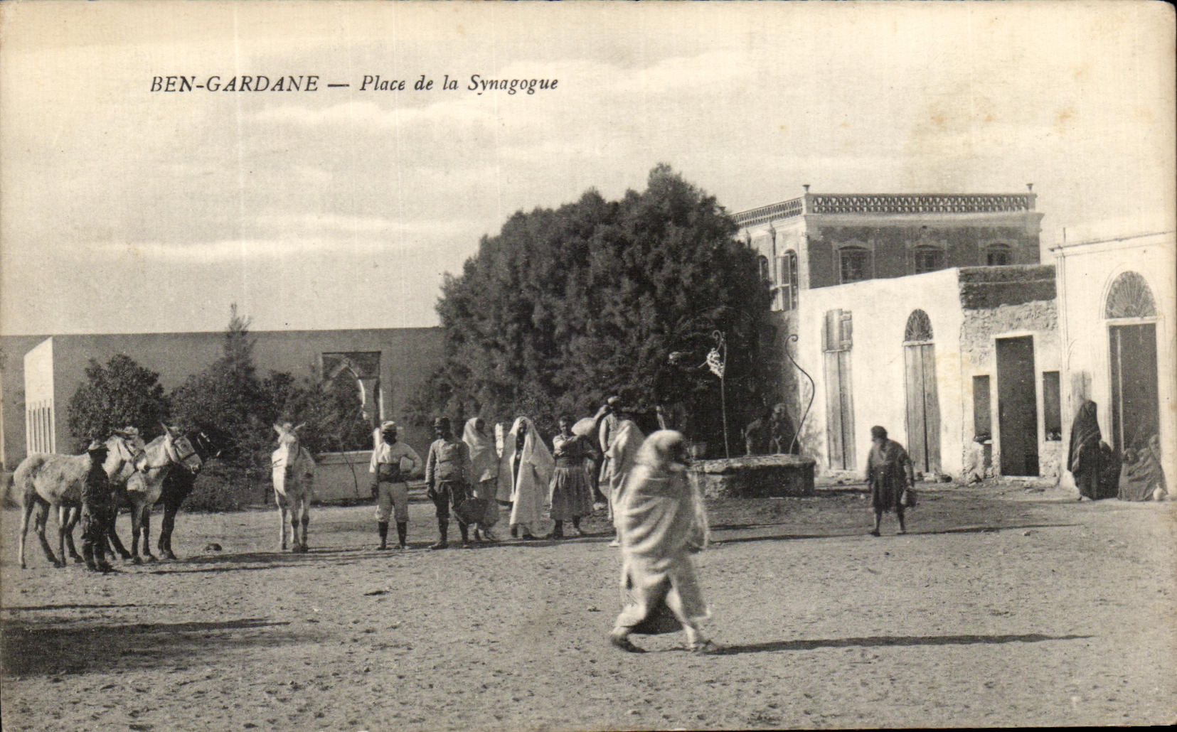CPA Ben Gardane Place de la Synagogue Algerie Judaica