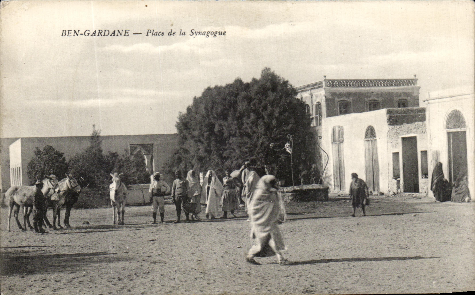 CPA Ben Gardane Place de la Synagogue Algerie Judaica