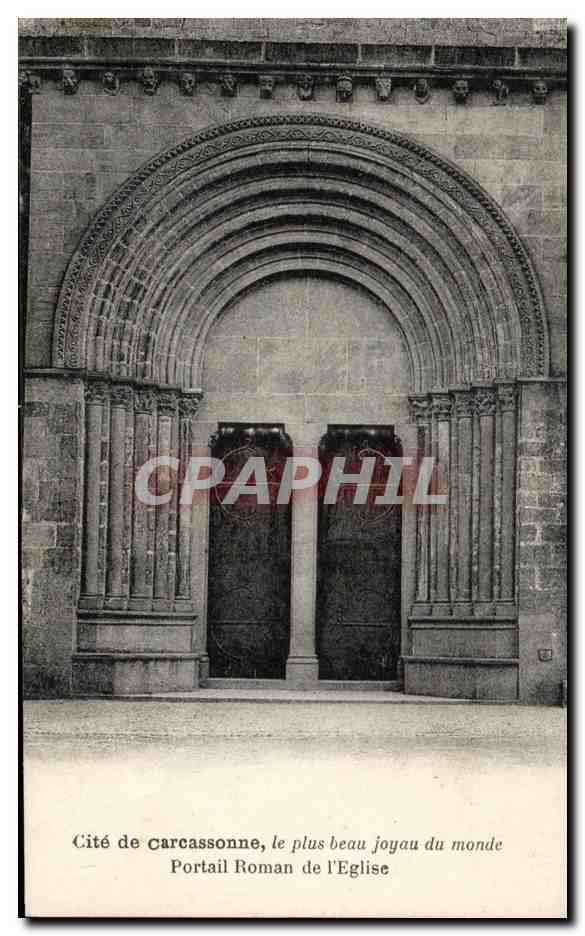 Portail Roman de l'Église — Cité de Carcassonne, le plus beau joyau du monde — Éditeur Maison de Trencavel