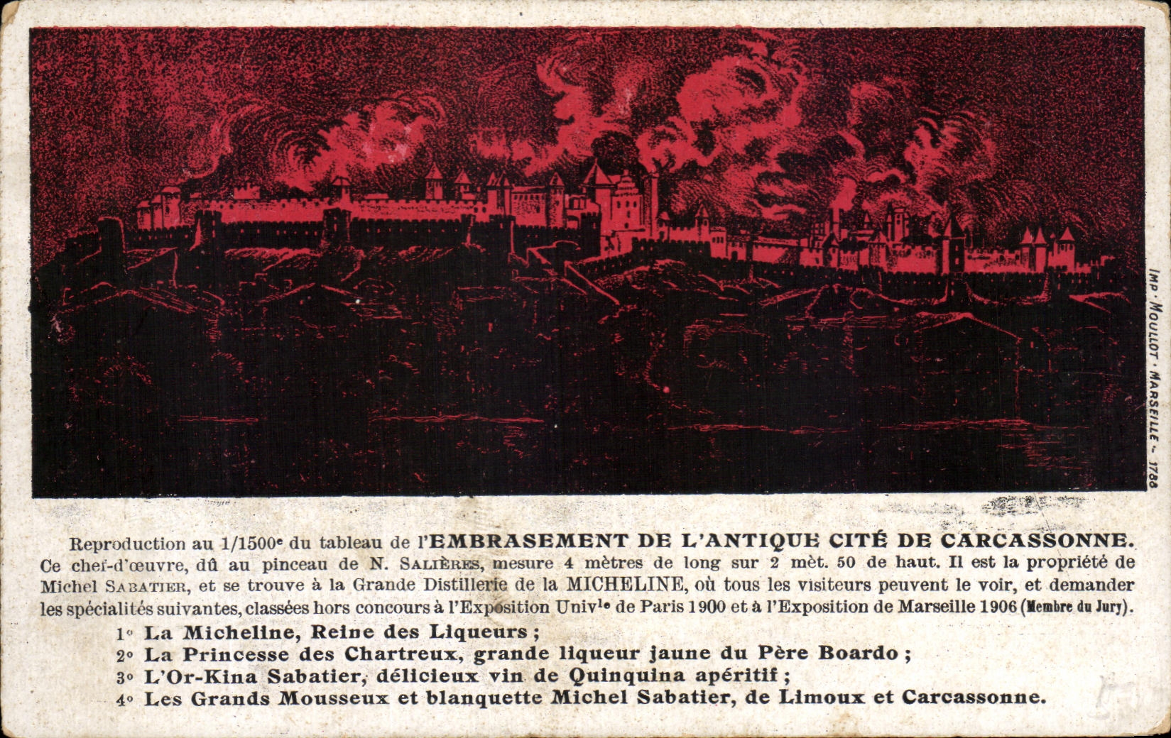 Embrasure de l'Antique Cité de Carcassonne — Reproduction au 1/1500e — IMP. MOULOT - MARSEILLE - 1728