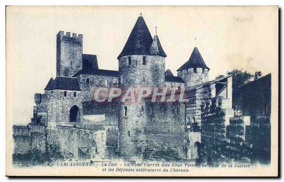 Carcassonne — La Cité — La Tour Carrée dite Tour Peinte, la Tour de la Justice et les Défenses extérieures du Château — G. Arland, éditeur