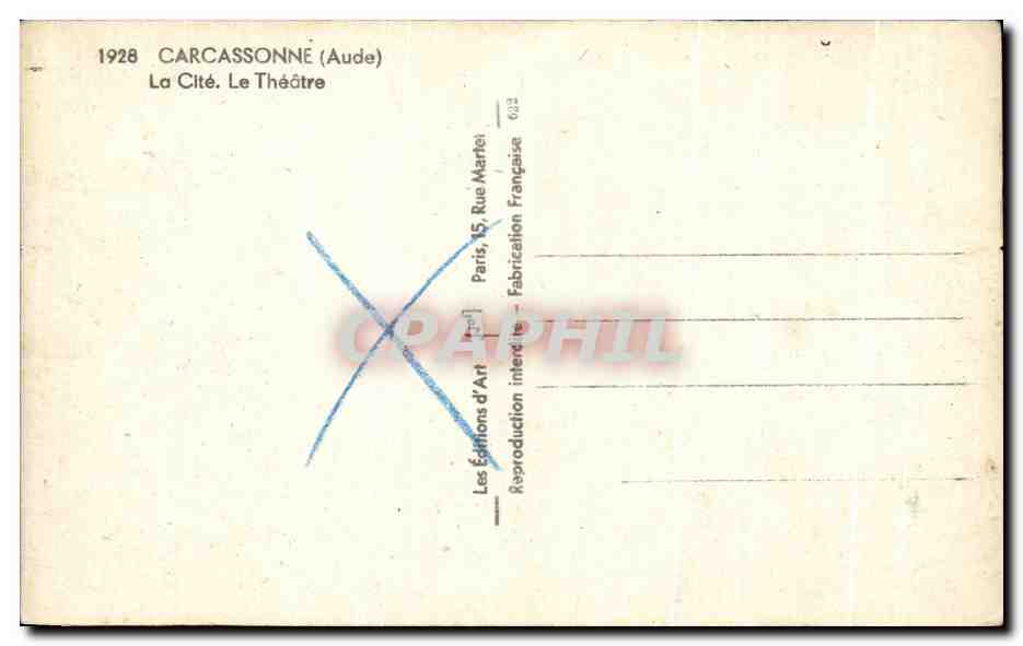 CPA Carcassonne La Cite Le Theatre — Verso