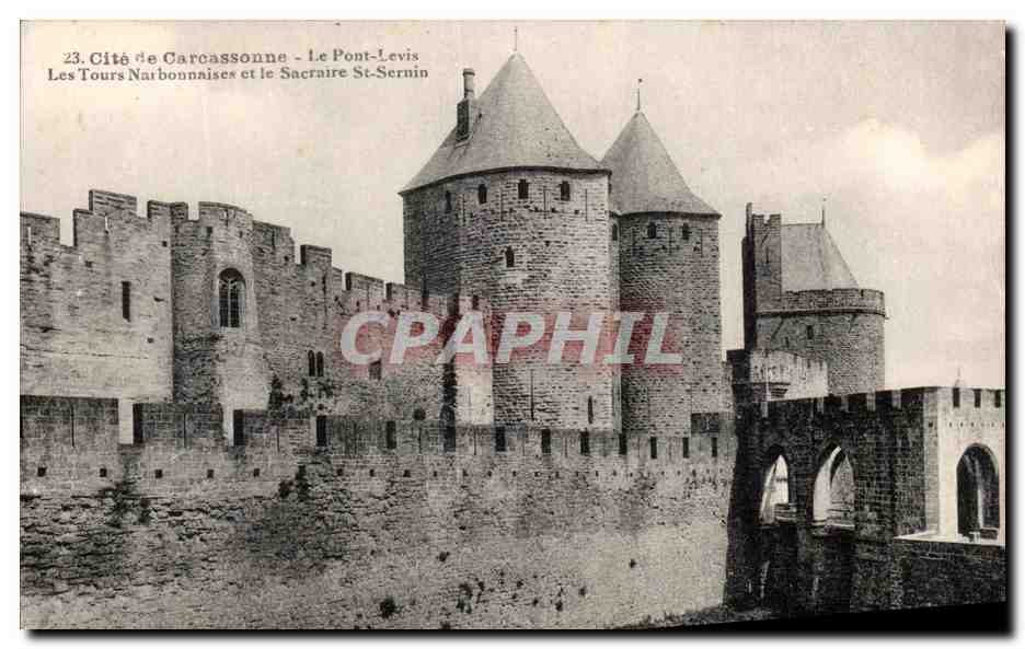 Cité de Carcassonne - Le Pont-Levis, Les Tours Narbonnaises et le Sacraire St-Sernin