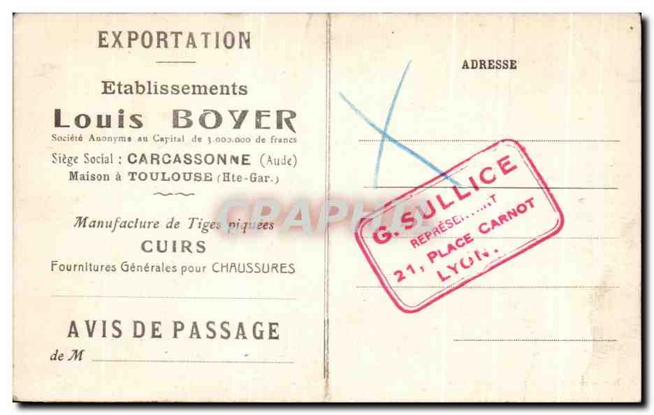 CPA L'Aude Cite De Carcassonne Vue generale Du Sud Est Publicite Louis Boyer — Rückseite