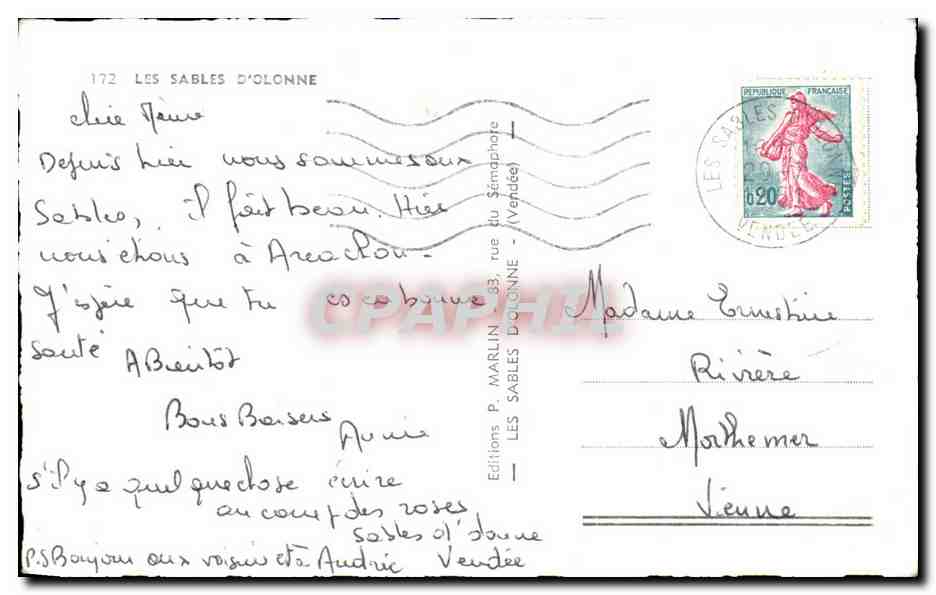 Les Sables d'Olonne — panoramic view — Editions P. Marlin — Back