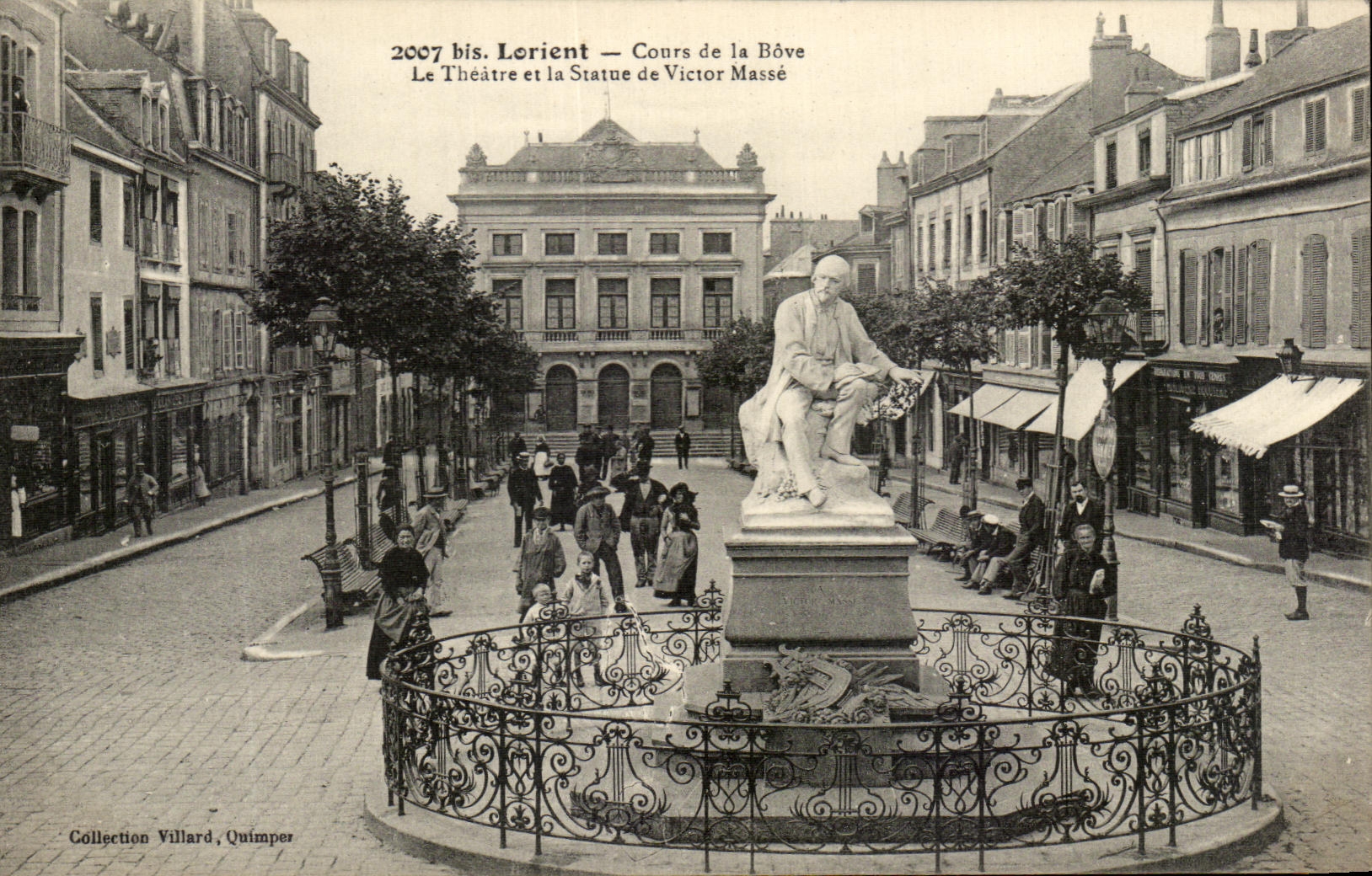 Lorient — Cours de la Bôve — Le Théâtre et la Statue de Victor Massé