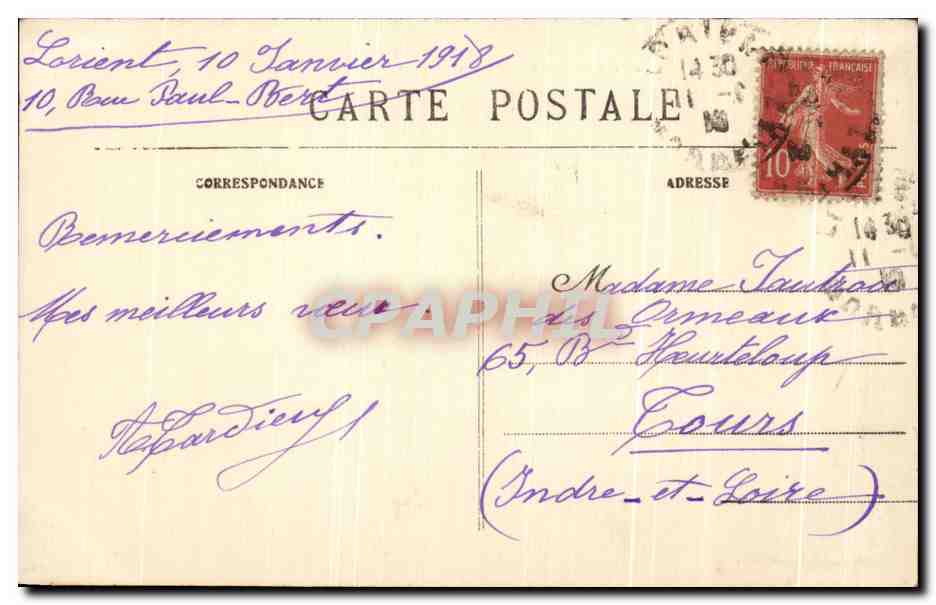 Lorient — Cours de la Bôve — Le Théâtre et la Statue de Victor Massé — Rückseite