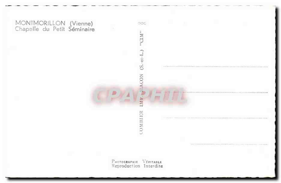 CPA Montmorillon Chapelle Du Petit Seminaire — Back