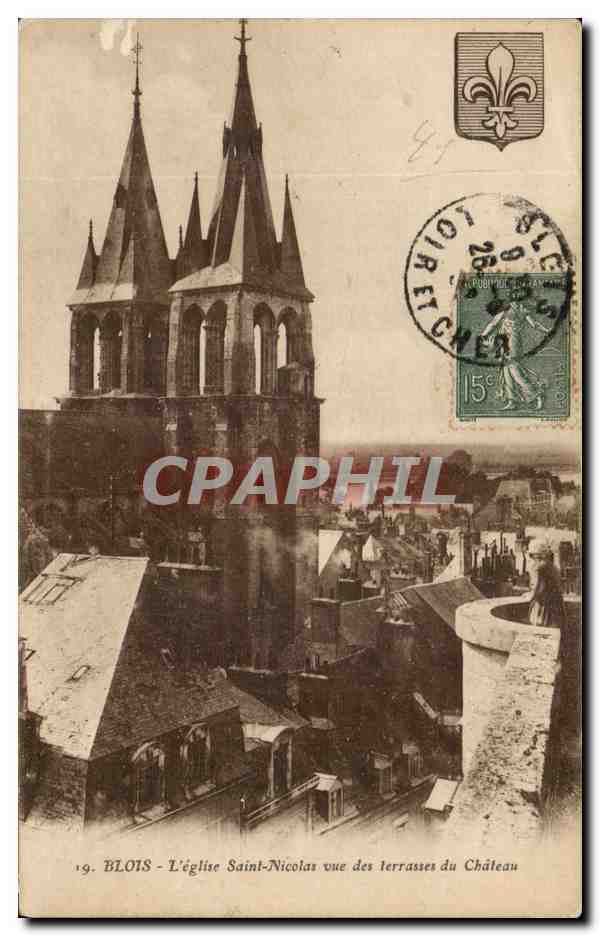 CPA Blois L'Eglise Saint Nicolas vue des terrasses du Chateau