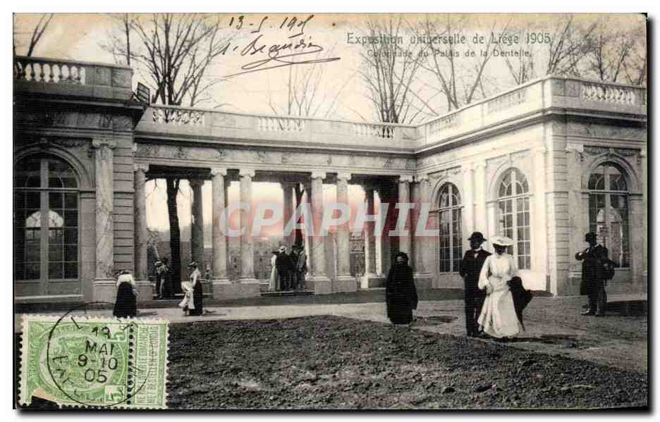 Exposition universelle de Liège 1905 — Colonnade du Palais de la Dentelle — Carte postale officielle