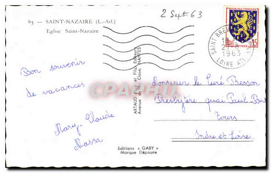 CPA Saint Nazaire Eglise Saint Nazaire — Rückseite