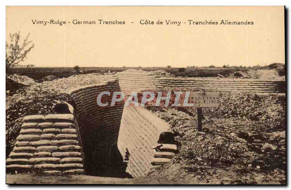Vimy-Ridge - German Trenches - Côte de Vimy - Tranchées Allemandes — Manetines, n°1, datée 9.1917