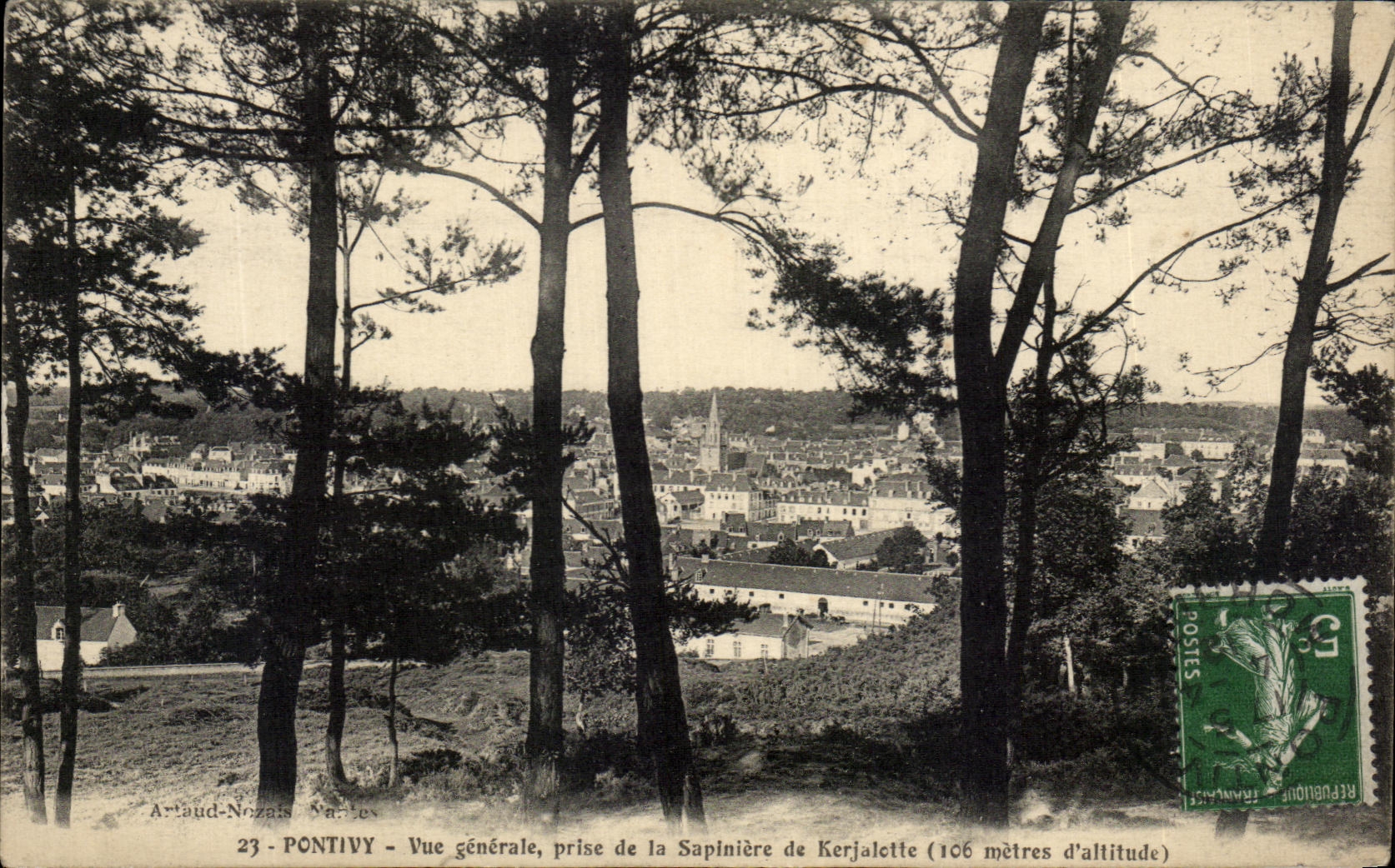 Pontivy — Vue générale prise de la Sapinière de Kerjalette (106 mètres d'altitude) — Arlaud-Nozats, n°23