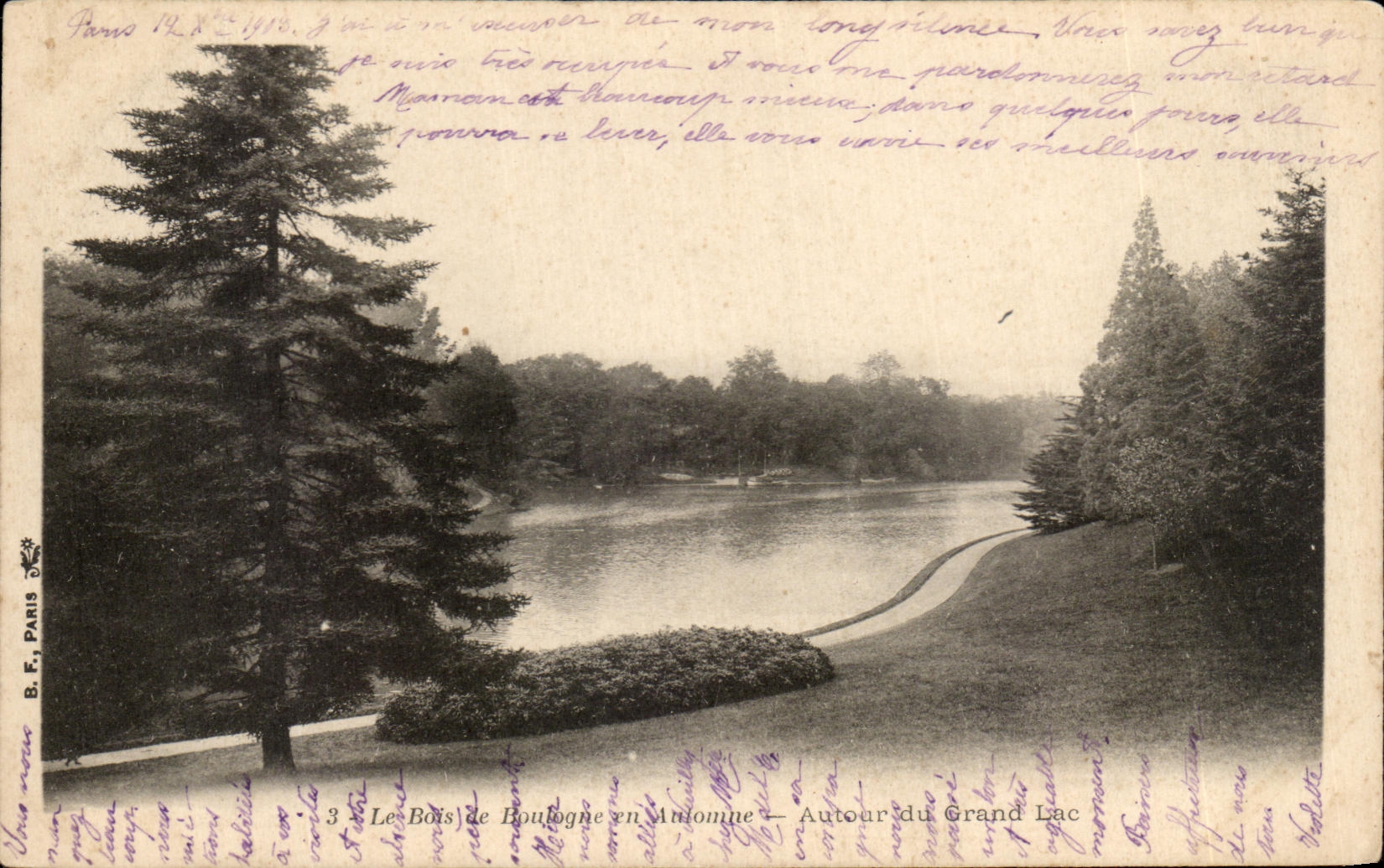 Il Bois de Boulogne nell'autunno — Intorno al Grand Lac — B. F., Parigi