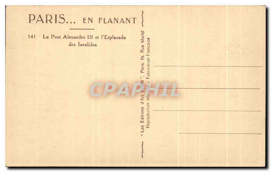 CPA Paris En Flanant Le pont Alexandre III l'Esplanade des Invalides — Rückseite