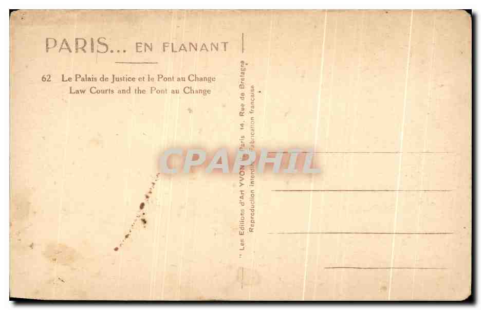 CPA Paris En Flanant Le Palais de Justice et le Pont au Change Conciergerie  — Verso