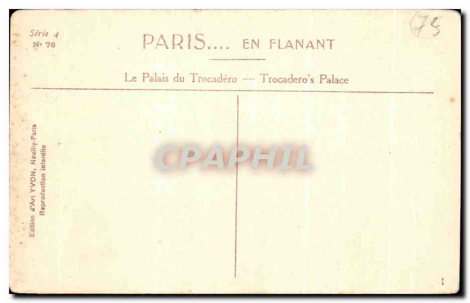CPA Paris En Flanant Le Palais du Trocadero  — Rückseite