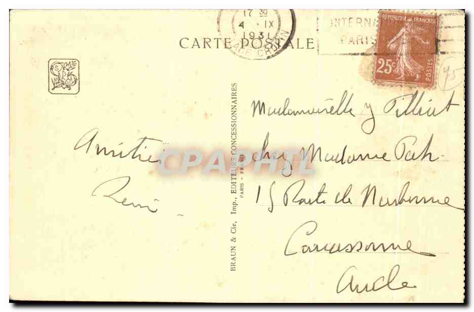 CPA Exposition Coloniale Internationale Paris 1931 Parc Zoologique Les Lionnes  — Rückseite