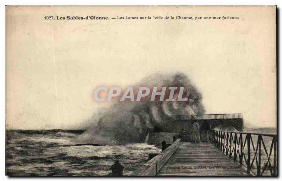Les Sables-d'Olonne — Die Lames am Pier der Chaume, unter einem stürmischen Meer — Sammlung Lazon A. (n° 1027)