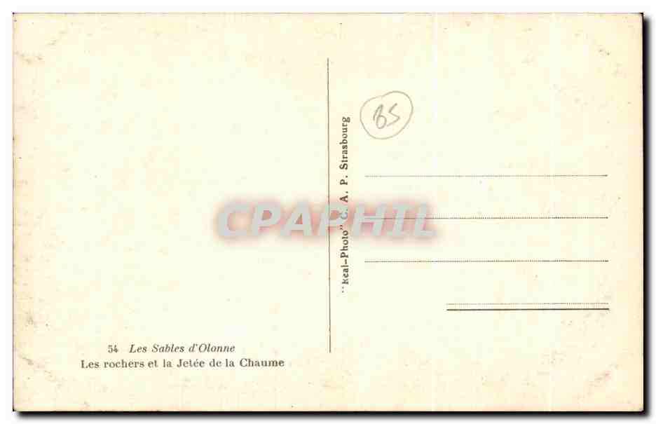 CPA Les Sables D'Olonne Les Rochers Et La Jetee De La Chaume — Rückseite