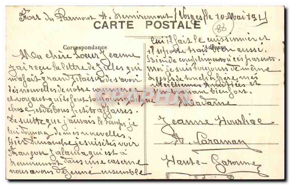CPA Echappee Sur Le Val d'Ajol A La Floraison Du Grand Hotel De La Feuillee Dorothee — Rückseite