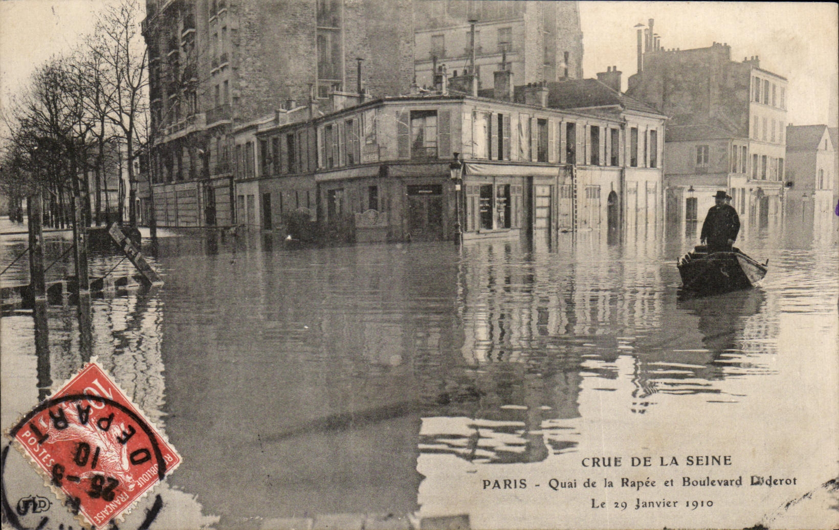 Paris - Hochwasser der Seine - Quai de la Rapée und Boulevard Biderot - Der 29. Januar 1910
