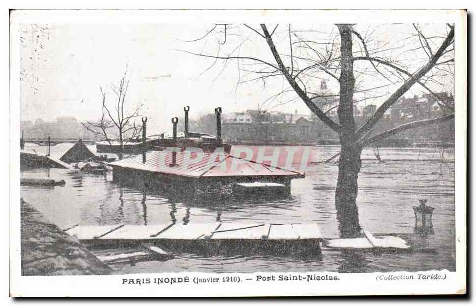 CPA Paris Inonde Pont Saint Nicolas