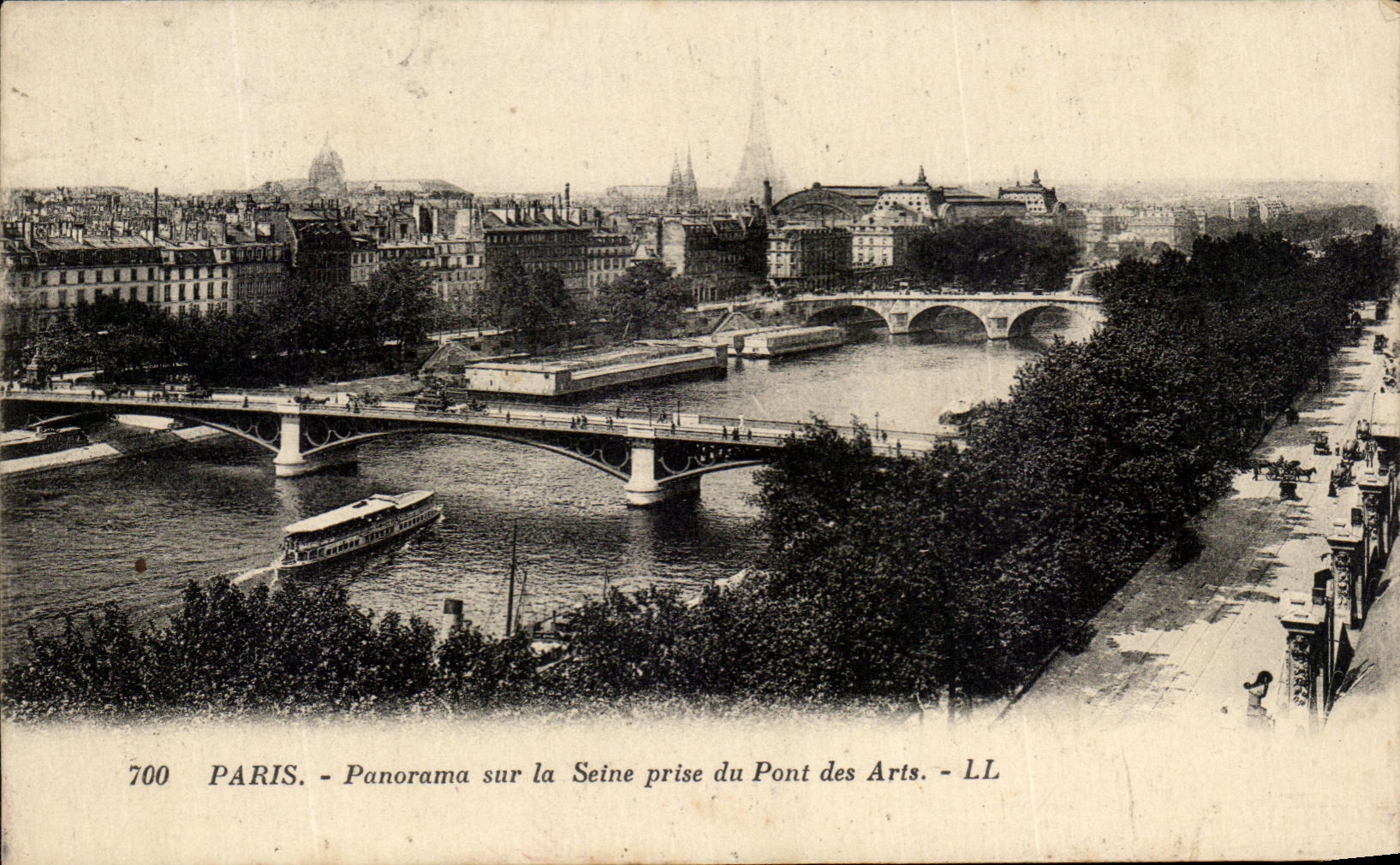 CPA Paris Panorama Sur La Seine Prise Du Pont Des Arts Tour Eiffel