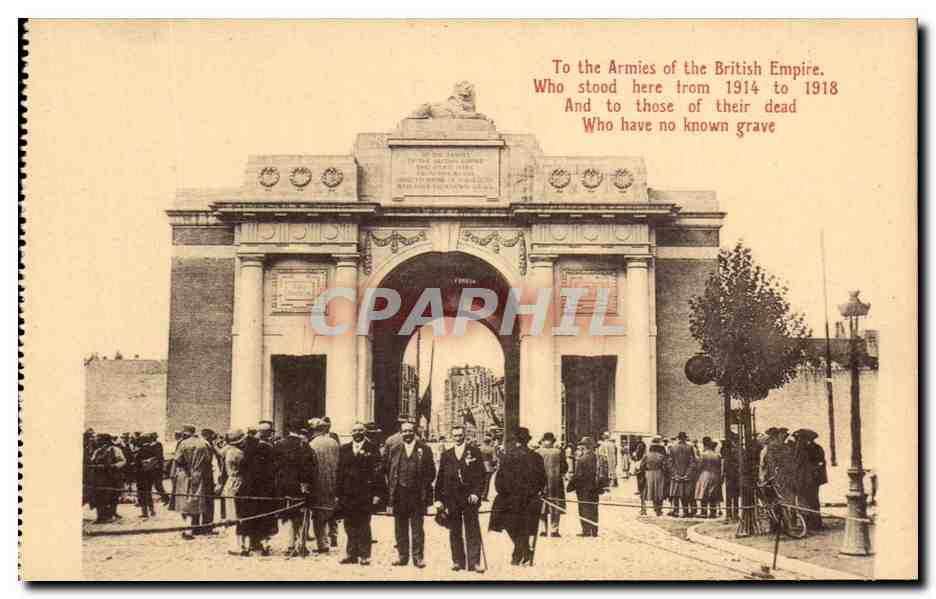 CPA To the Armies of the British Empire Who Stood here from And to those of their dead who have no known grave Militaria