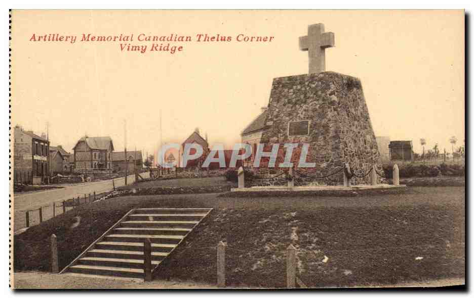 CPA Artillery Memorial Canadian Thelus Corner Vimy Ridge Militaria