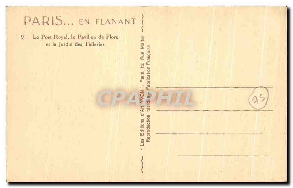 CPA Paris En Flanant Le Pont Royal le Pavillon de Flore et le Jardin des Tuileries — Rückseite
