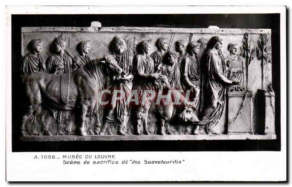 Scène de sacrifice dit "des Suovetaurilia" — Musée du Louvre — CPA PHIL n° A.1096