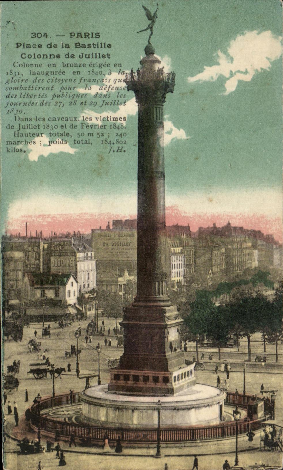 CPA Paris Palce de la Bastille Colonne de Juillet Colonne en bronne erigce en 