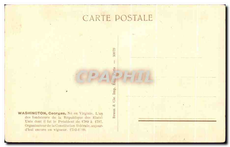 CPA Washington 1732 1799 ne en Virginie  — Rückseite