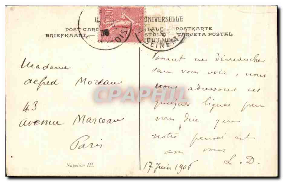CPA Flandrin Napoleon III Musee De Versailles — Verso