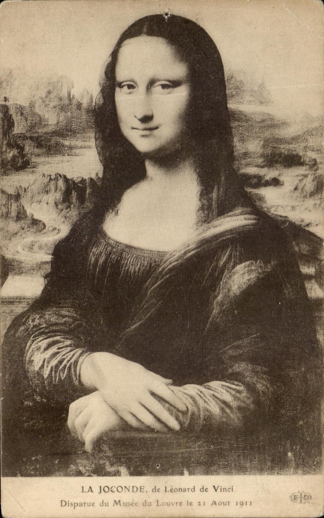 CPA La Joconde De Leonard De Vinci Disparue Du Musee De Louvre