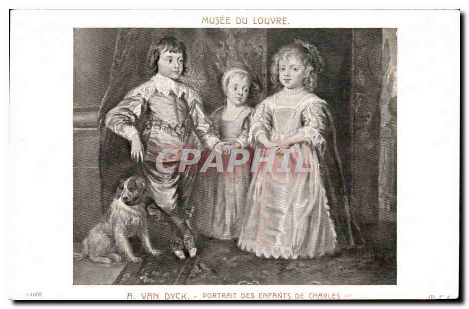 CPA Musee Du Louvre Van Dyck Portrait Des Enfants De Charles 1er Chien