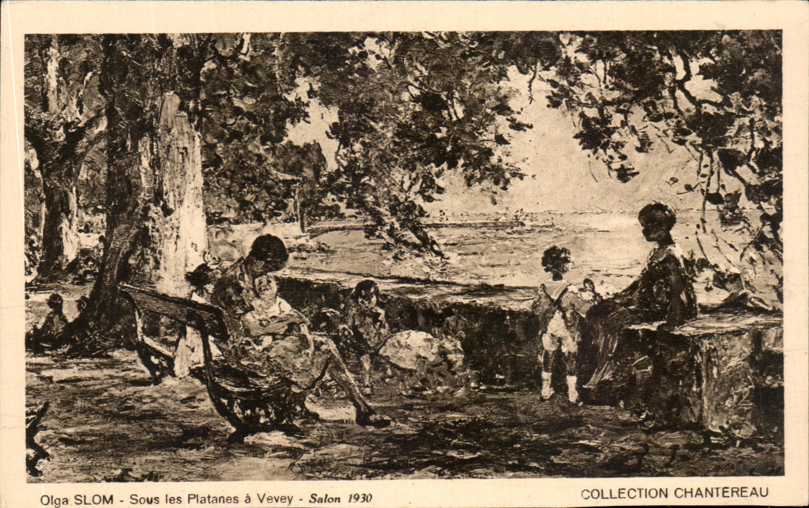 CPA Olga Slom Sous Les Platanes a Vevey Salon 1930 Chantereau